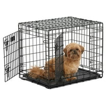 MidWest Homes for Pets Ultima Pro Series 24' Dog Crate ; Extra-Strong Double Door Folding Metal Dog Crate w/Divider Panel, Floor Protecting 'Roller Feet' & Leak-Proof Plastic Pan