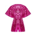 thumbnail image 2 of inhzoy Combinaison à Sequins Scintillants pour Filles - Col en V Manches Courtes pour Fête Performance Rose Vif 8, 2 of 4
