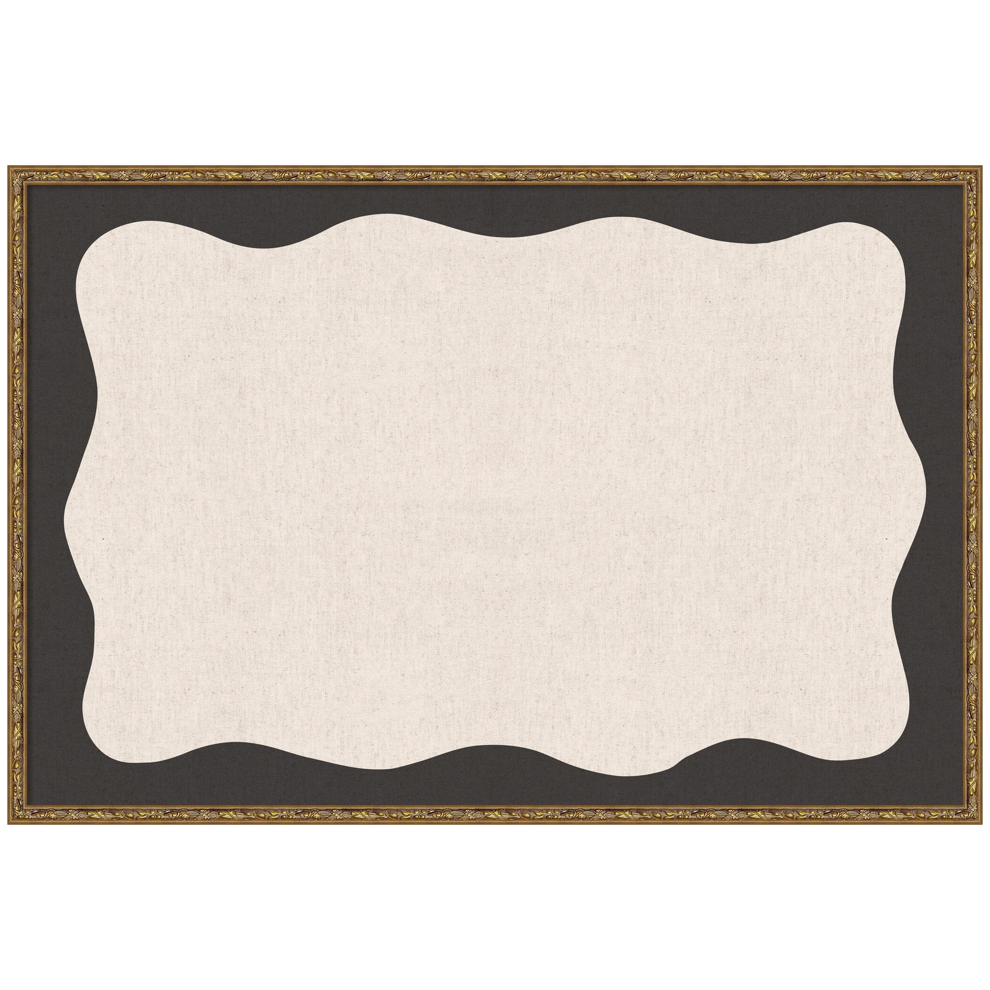 Kate and Laurel Framed Fabric Pinboard 37 x 25,  Printed Linen Decorative Bulletin Board for Use as a Vision Board or Wall Organization, Belvedere Bronze Frame