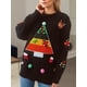 thumbnail image 3 of Suéteres de jacquard con diseño de árbol de Navidad para otoño e invierno para mujer, suéter de punto de cuello redondo holgado y adelgazante, blusas estampadas de moda para mujer, 3 of 5