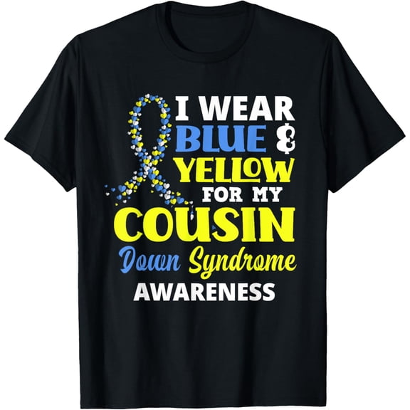 Playful Comfort Tee - I Wear Blue & Yellow For My Cousin Down Syndrome Awareness T-Shirt