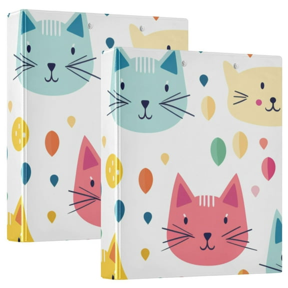 Cute Cats Hardcover 3 Ring Binder 1.5 inch Round Rings with Interior Pockets Binders Organizer Office School 1 Pack