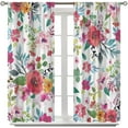 thumbnail image 2 of Floral Curtains Colorful Flower Curtains Rustic Leaves Plants Spring Botanical Farmhouse Wooden Nature Printed Window Drapes Fabric 2 Panels 42x84 Inch Blackout, 2 of 6