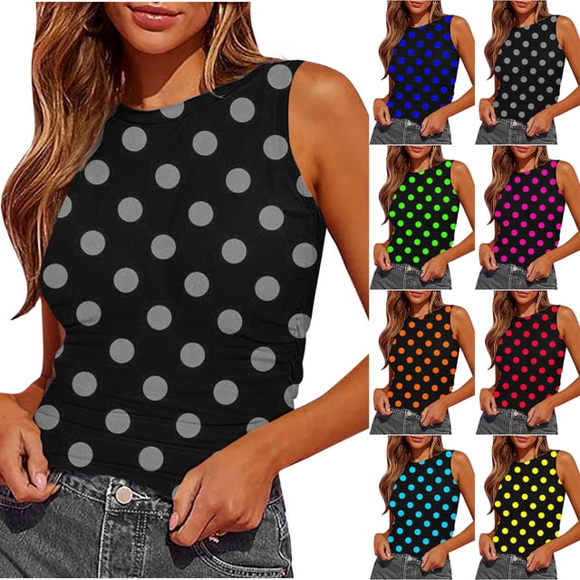 Ashirexll Tank Tops for Women Summer Sleeveless Round Neck Slim Side Ruched Basic Tee Shirts.