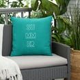 thumbnail image 2 of 18" Teal Blue and White "Summer" Comfortable Indoor and Outdoor Square Throw Pillow, 2 of 2