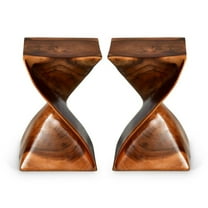 Home Square Wood Glaze Accent Side Table in Brown - Set of 2