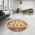 thumbnail image 3 of Ahgly Company Indoor Round Abstract Yellow Oriental Area Rugs, 5' Round, 3 of 6