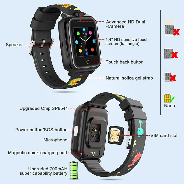4G Smart Watch for Kids Latest Waterproof Kids Smart Watches HD Touchscreen Watch with Phone GPS Tracker and Calling Cell Phone Watch for Age 3 15 Years Girls Boys Gift Walmart