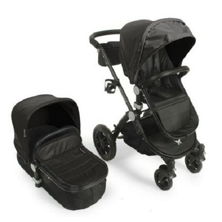 Babyroues letour avant luxe stroller w/bassinet black frame black leatherette
