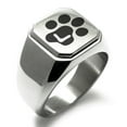 thumbnail image 1 of Stainless Steel Letter L Initial Cat Dog Paws Monogram Engraved Engraved Square Flat Top Biker Style Polished Signet Ring, 1 of 1