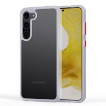 SaniMore for Samsung Galaxy S23 Plus Case Aluminum Independent Keys, Ultra Slim High-Transparent PC Back & TPU Bumpers Cover Support Magnetic Wireless Charging Shockproof Protective Shell, White