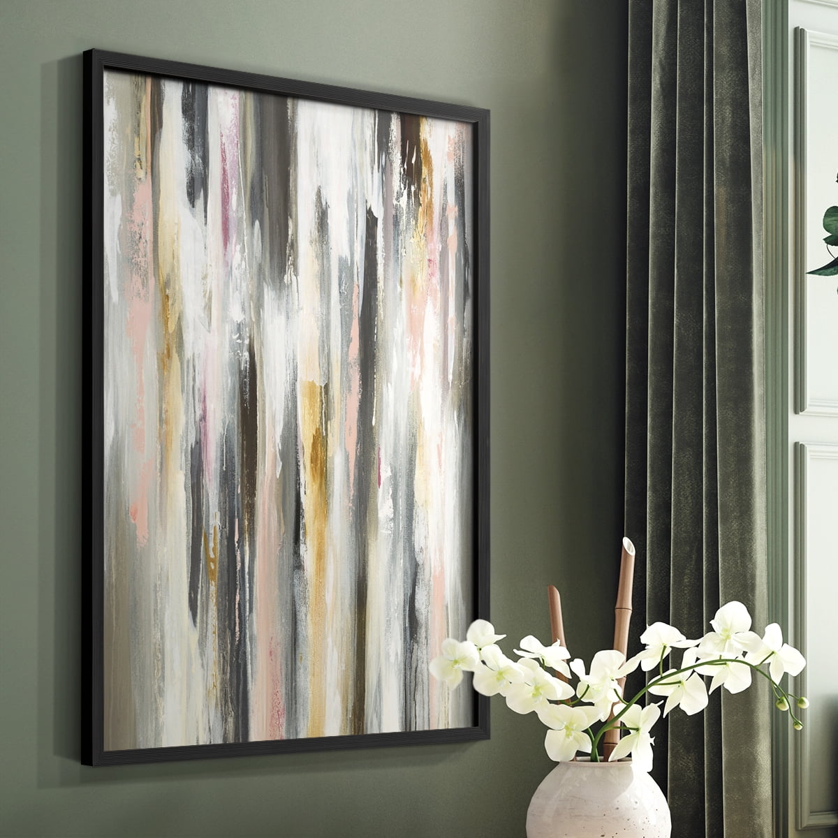 Color Ripple II Framed Print in Black Solid Wood Framed Print No Nail Hanging
