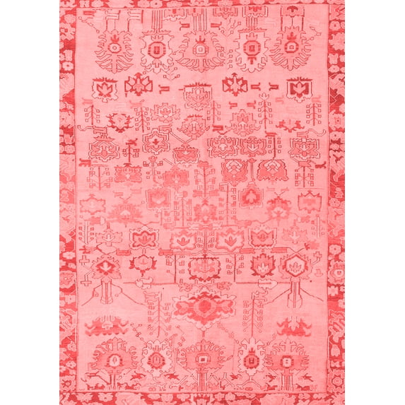 Ahgly Company Machine Washable Indoor Rectangle Abstract Red Modern Area Rugs, 7' x 10'