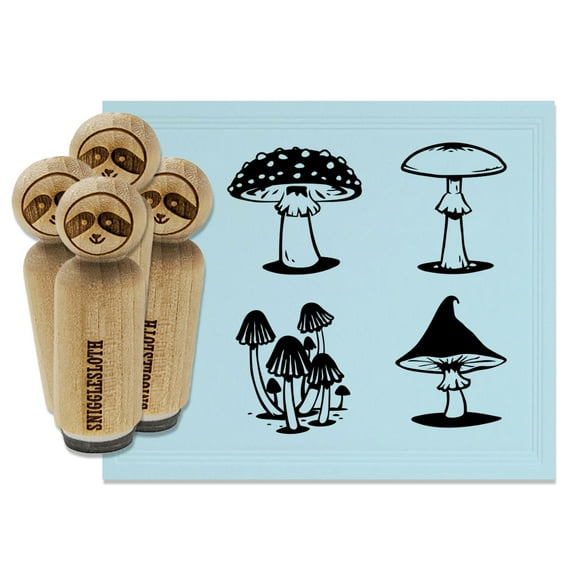 Whimsical Magical Fairy Mushrooms Rubber Stamp Set for Scrapbooking Crafting Stamping - Mini 1/2 Inch