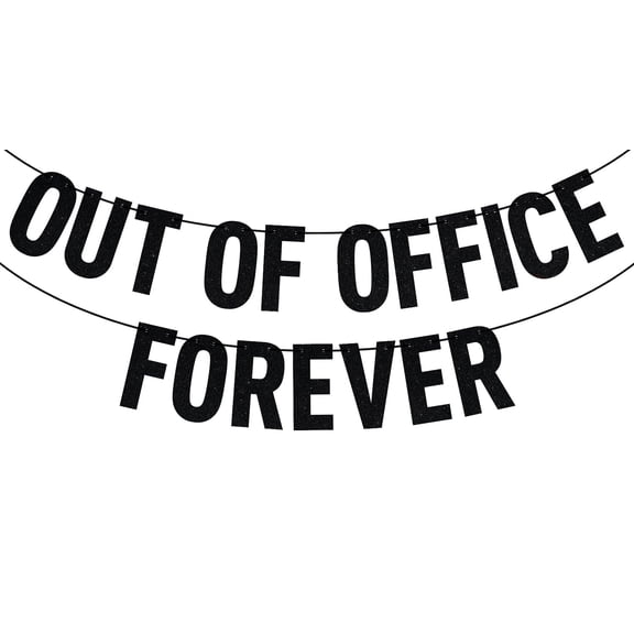 Black Glitter Out of Office Forever Banner, Officially Retired/Happy Retirement, Funny Retirement Party Decorations Supplies