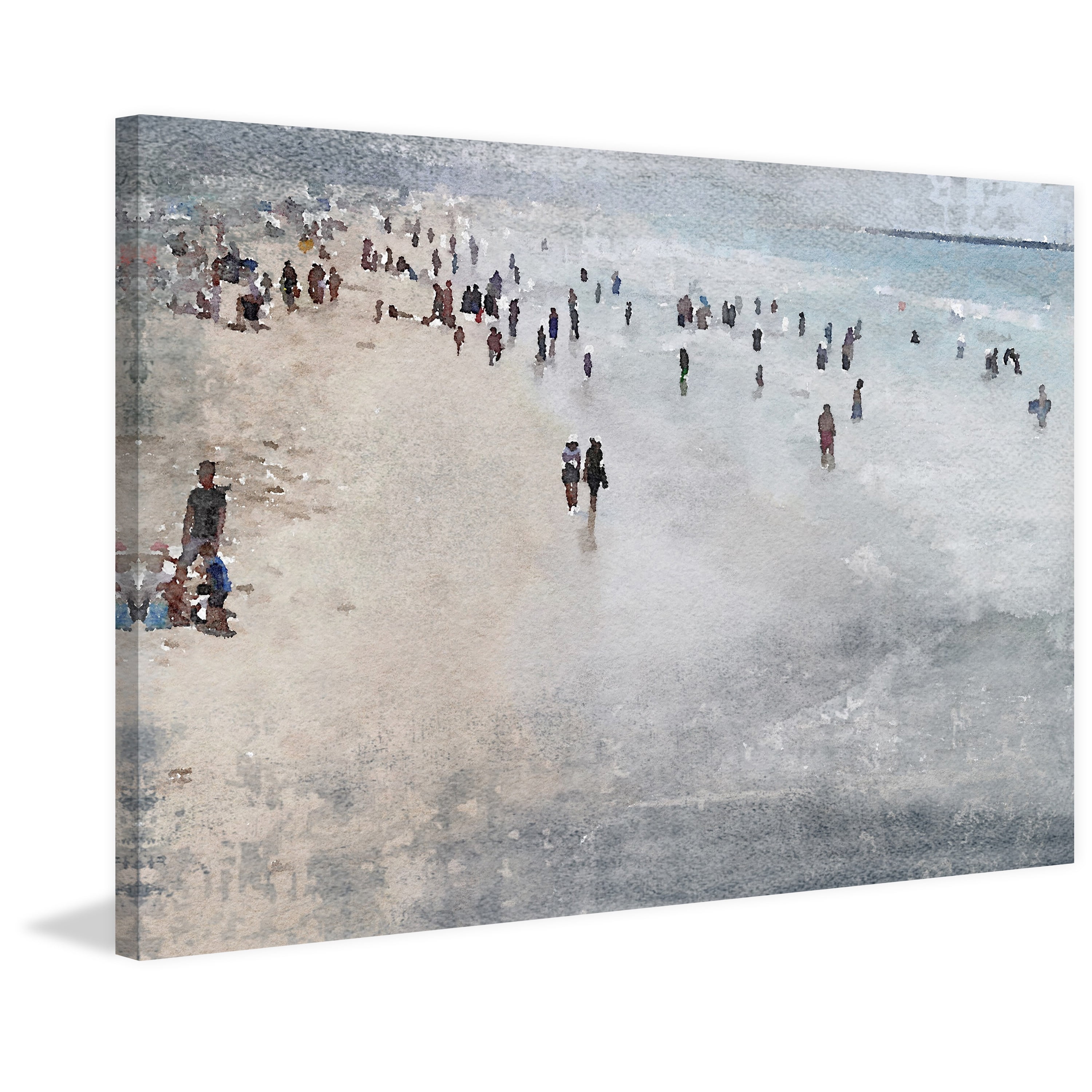 "Cool Day on the Beach" Painting Print on Wrapped Canvas