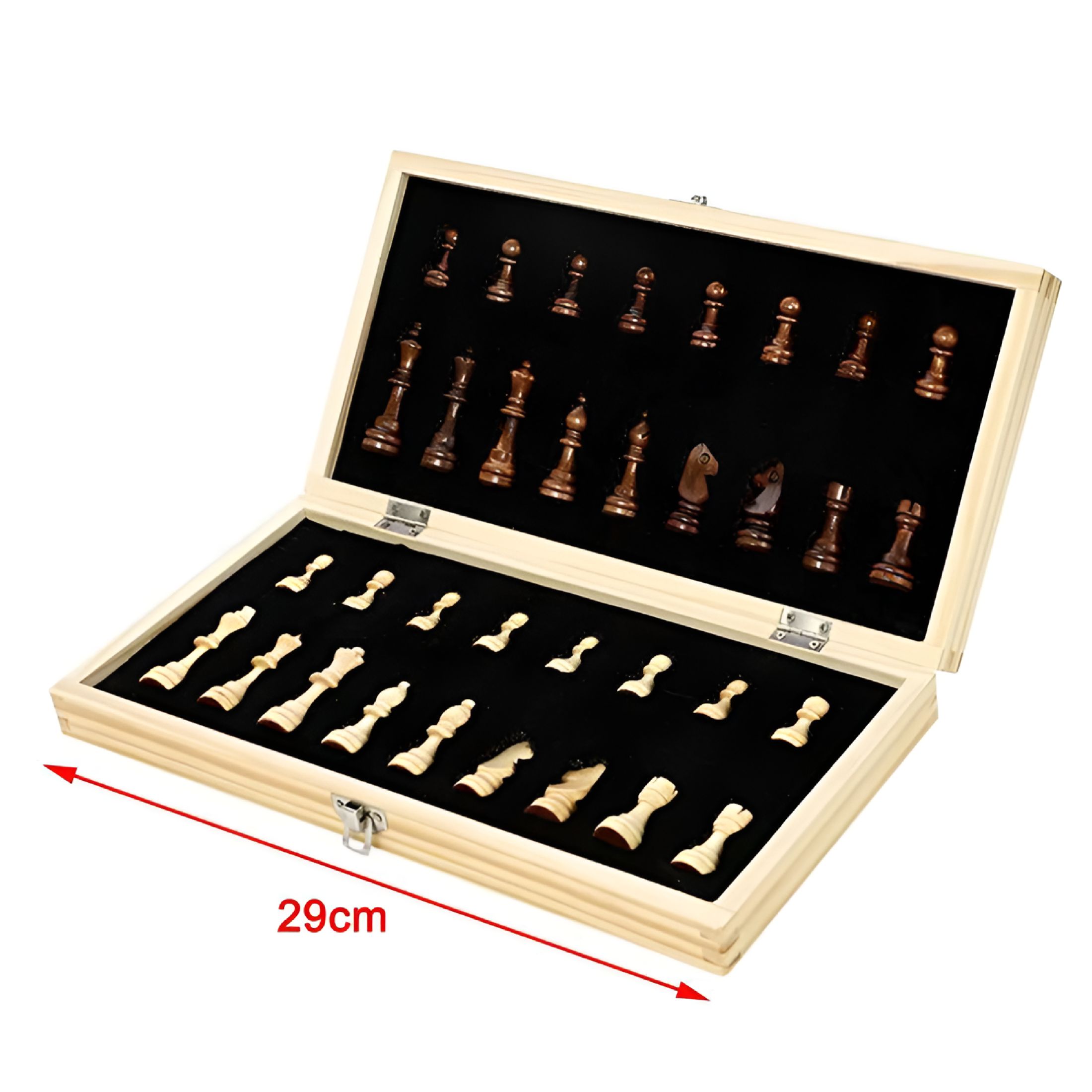 BESTSKY 2026 New Handmade Folding Wooden Chess Board Set with Extra 2 Queens for Home,Office,Travel,29X29Cm,Individual Slot in the Storage Box and Are Not Easy