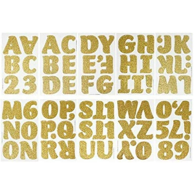 12 Sheets 200 Gold Letter Stickers Large Vinyl Letters Numbers Kit, 2 1/2  Inch Alphabet Sticker Sticky ABC Stickers for Poster, Bulletin Board,  School
