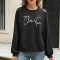 thumbnail image 5 of Lcziwo Christmas Waffle Knit Sweatshirt Women Casual Fashion Crew Neck Pullovers Oversized Long Sleeve Fall Xmas Tops Funny Graphic Printing Shirts Black,L, 5 of 6