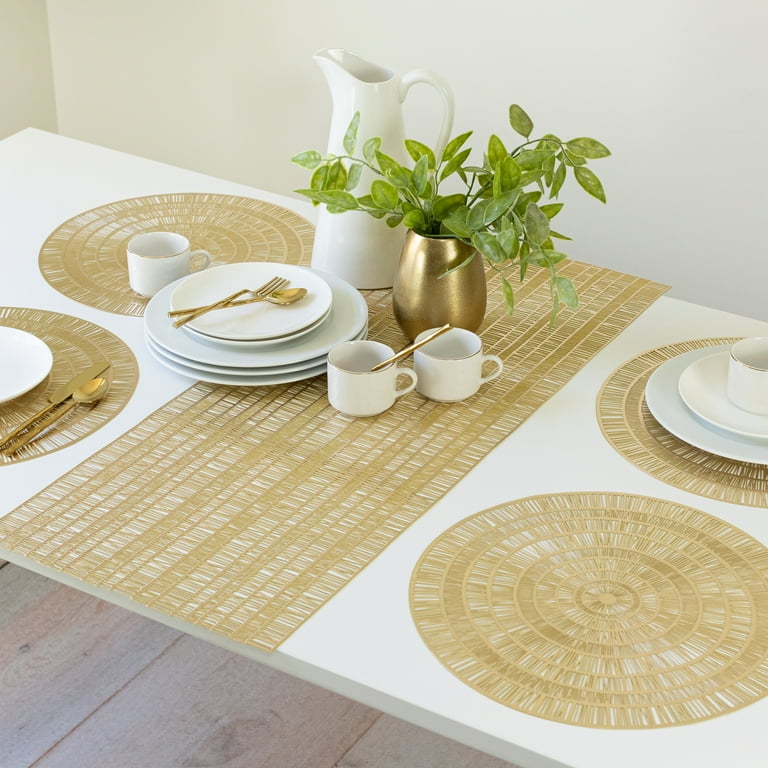 Mainstays Zayne Pressed Vinyl Round Table Placemat - Gold - 15.8 in