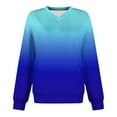 thumbnail image 6 of ZQGJB Fall Ombre Sweatshirts for Women Lightweight Casual Tie Dye Gradient Print Long Sleeve V Neck Pullover Tops Fashion 2025 Outfit Sweatshirt with Kangaroo Pockets Blue S, 6 of 6