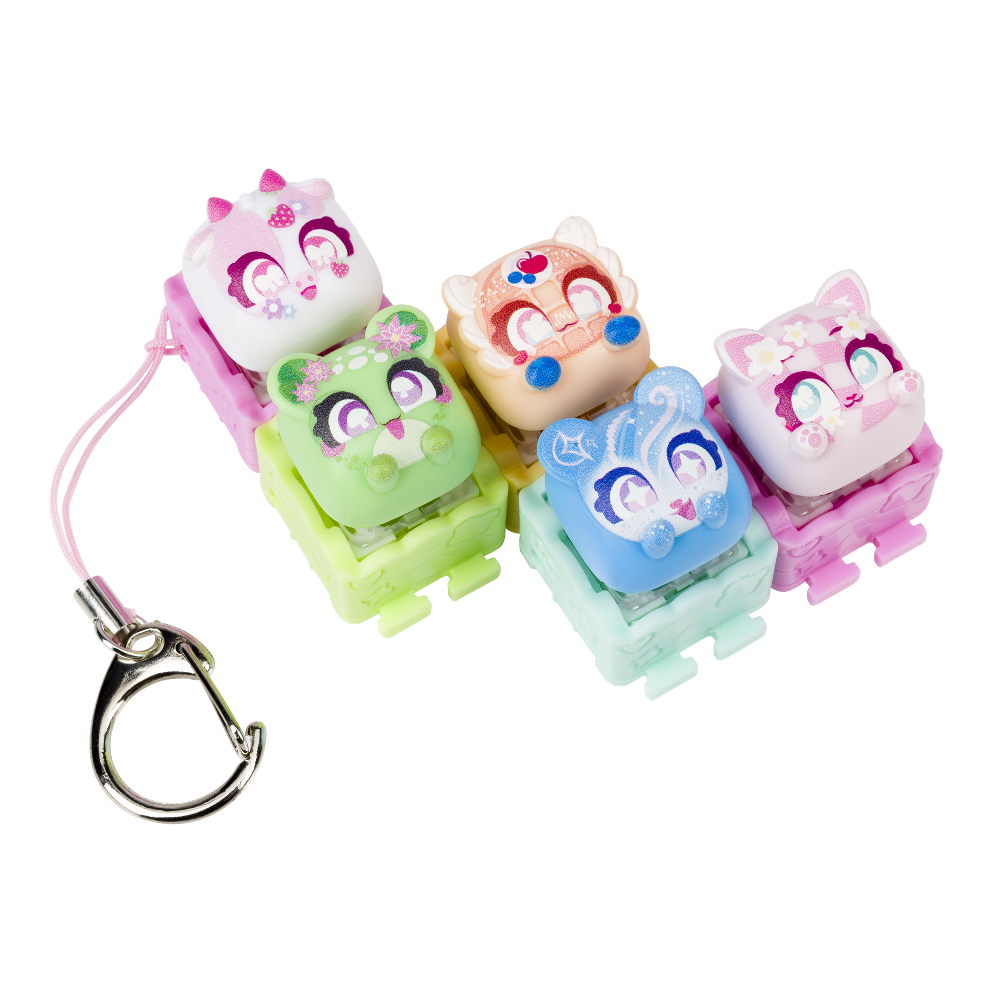 Clickeez Series 3 5-Pack, 5 Collectible Character Keyboard Keys Click and Clack, Create Your Own Keychain, Ages 6+