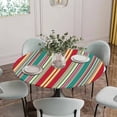 thumbnail image 2 of Colorful Striped Fitted Tablecloth with Elastic Edged, Round Table Cloth for Dining Table, Boho Rainbow Abstract Vertical Lines Waterproof Oil Proof Table Cover for Indoor Outdoor 55"-60", 2 of 8