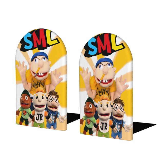 Jeffy SML el Rapero Sujetalibros decorativos temáticos, tope para estantería con base antideslizante, uso dual para hogar y oficina - 2 piezas