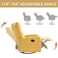 thumbnail image 2 of 360°Swivel Rocker Recliner, PAPROOS Small Rocking Recliner Chair for Small Spaces, Home Theater Recliner with 2 Side Pockets, Nursery Glider Recliner, Manual Recliner for Adult for Living Room,Yellow, 2 of 8