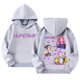 thumbnail image 1 of Moonsky Sudadera con capucha y cordón HUNTRX, estampado de grupo de chicas coreanas, jersey corto, suave y cómodo, top de manga larga para primavera y otoño. Gris 130, 1 of 4