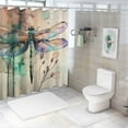 thumbnail image 7 of Creowell Dragonfly Flower Watercolor Printed Shower Curtain 100% Polyester Fiber Bathroom Decoration Washable Curtain with Hooks 69x72, 7 of 7