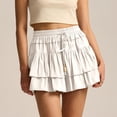 thumbnail image 4 of larppty Shorts for Women Ruffle Skorts Tiered Teen Girls Country Concert Outfits Golf Tennis Skort Under Sweater Skirt（White， S）, 4 of 6