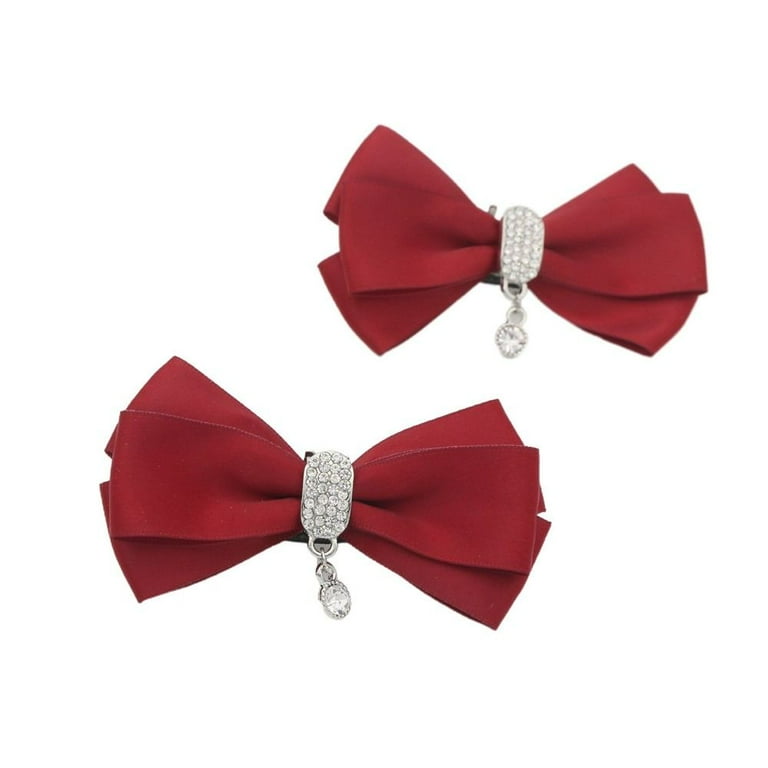 Body Mind Sculptor 2pcs Accessories High Heel Rhinestone Wedding Shoe Shoe Decorations Clip Shiny Clips Bowknot Shoe Buckle Bow Ribbon Clamp Red