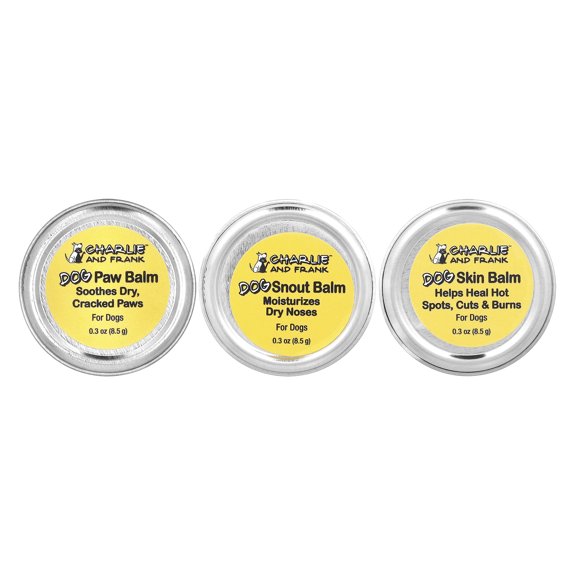 Charlie & Frank, Dog Balms Variety Set, Paw, Skin, Snout, 3 Tins, 0.3 oz (8.5 g) Each