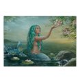 thumbnail image 3 of Mermaid Cutting Board, Aqua Color Hair Mermaid in Waterfront Touching Magnolia Flowers, Decorative Tempered Glass Cutting and Serving Board, Small Size, Sea Green Petrol Blue, by Ambesonne, 3 of 5
