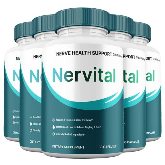 (5 Pack) Nervital Capsules, Nervi tal Supplement for Nerve Health, Advanced Maximum Strength Pills Cognitive and Brain 