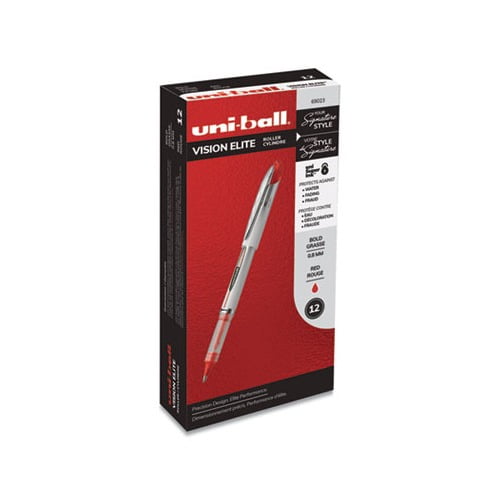 VISION ELITE Stick Roller Ball Pen Bold 0.8 mm, Red Ink, White/Red Barrel