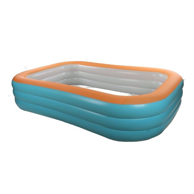 Inflatable Pool Kids Rectangular, Foldable Kid Pool Inflatable Swimming Pool 3 Layer Kid Folding Inflatable Swim Pool For Outdoor Yard