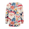 thumbnail image 4 of Women's Casual Long Sleeve Round Neck Sweatshirt Fit Pleated Top with Christmas Print for Fashionable Holiday Outfits and Comfortable Wear,Red,XL, 4 of 6