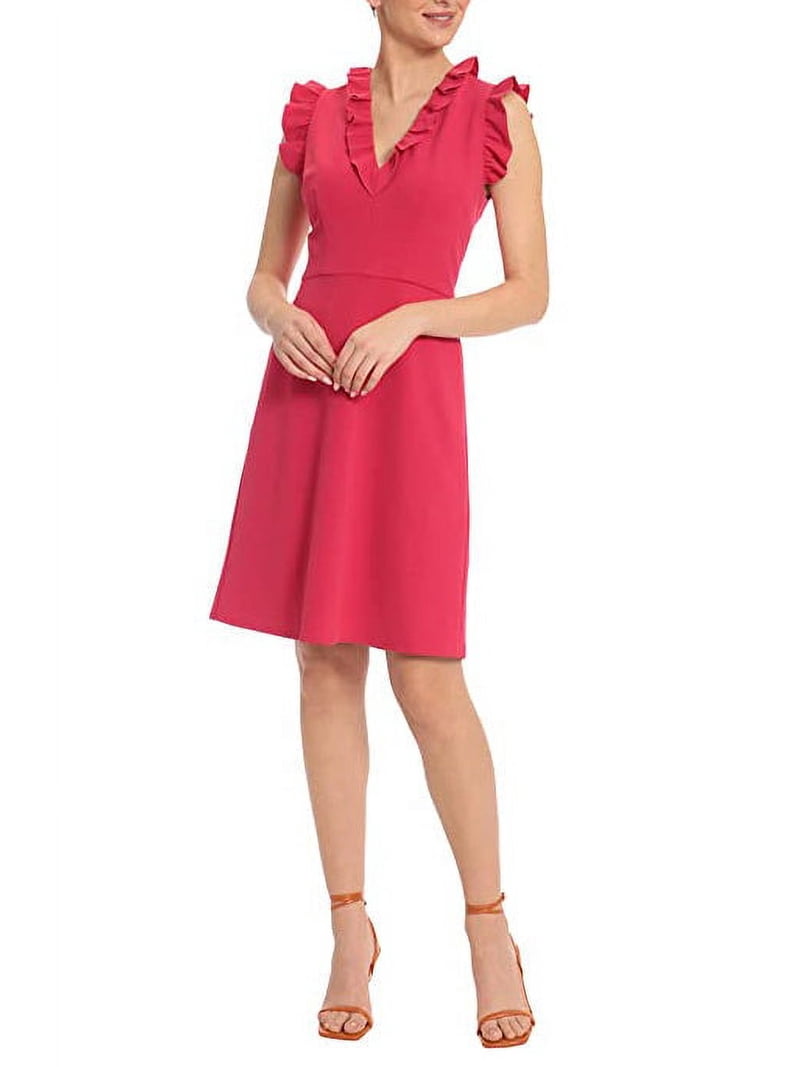 white christmas dresses Maggy London Multi Color Short Sleeve Midi Dress – New Yorker's Apparel