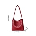 thumbnail image 3 of Woven Tote Bag Leather Bucket Bags for Women Summer Hobo Handbag Beach Vacation Purse Vintage Shoulder Bag for Travel, 3 of 7