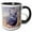 Black/White, variant on 3drose, Mule Deer Buck, Foggy Frosty Morning, 11oz Two-tone Red Mug