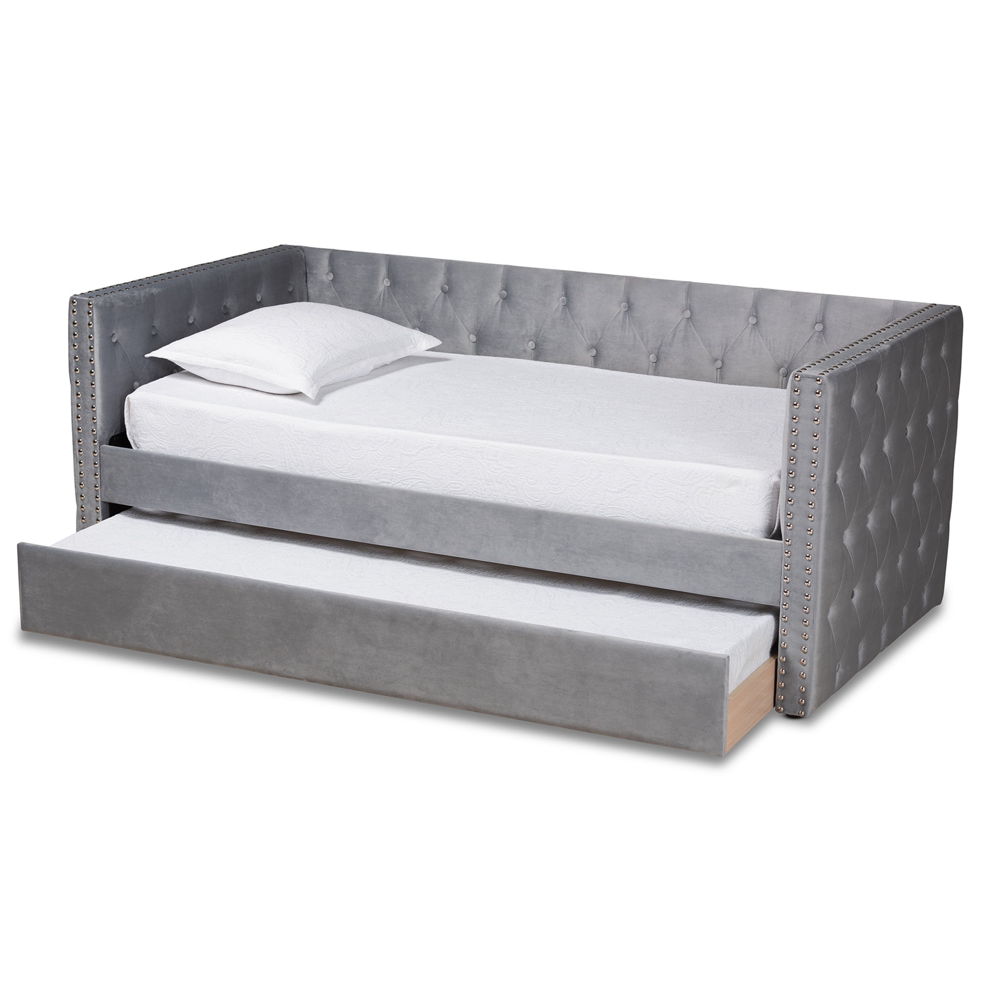 Baxton Studio Larkin Contemporary Upholstered with Trundle Daybed, Twin, Grey
