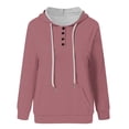 thumbnail image 5 of AherBiu Women Fall Pullover Tops Long Sleeve Half Button Hooded Sweatshirt for Women Solid Color Hoodies, 5 of 5