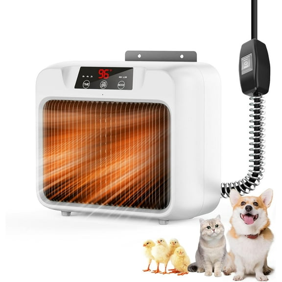 Dog House Heater with Thermostat, 300-600W 2 Heating Mode Pet Warmer, Wall-Mounted Design, Pet Heater with 6FT Anti Chew Cord and Safe Overheat Protection, for Dogs Chicken Coops Rabbits (Black 2)