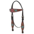 thumbnail image 2 of HILASON Western Horse Headstall & Breast Collar American Leather Floral Carving Dark Brown, 2 of 8
