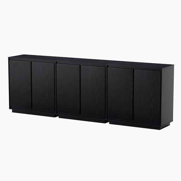 EYYTHUNG Buffet Storage Cabinet Set of 3, Sideboard Accent Cabinet, Modern Credenza, Black