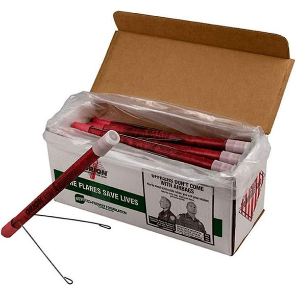 Orion Road Safety Flare (36 Pack), Waxed, for Highway & Roadside Safety (20 Minute, with Stand)