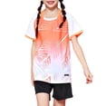thumbnail image 1 of Odeerbi Niños Niñas Rápido Seco Juego de Entrenamiento de Fútbol Pantalones Cortos de Camiseta Con Impresión Geométrica de Gradiente Ropa Deportiva Atlética Para 4-17 Años, 1 of 3