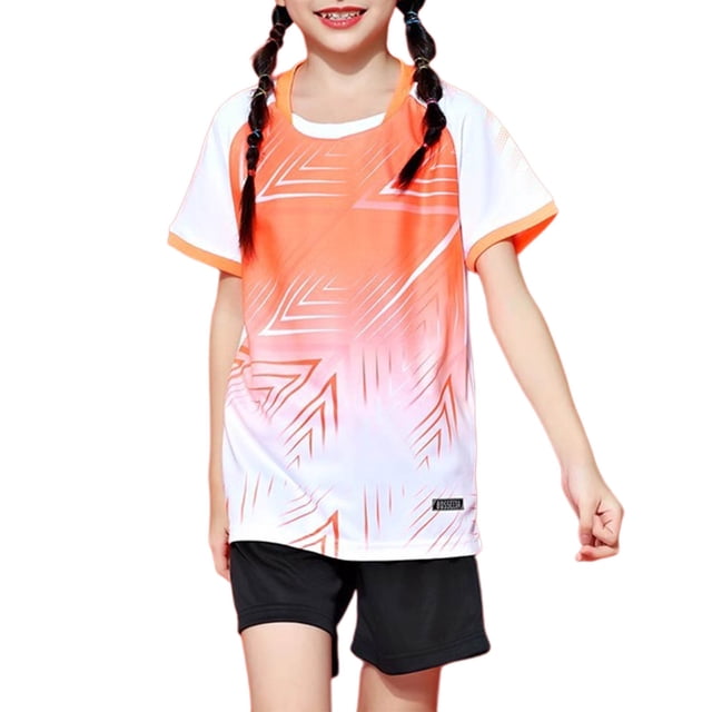 Odeerbi Niños Niñas Rápido Seco Juego de Entrenamiento de Fútbol Pantalones Cortos de Camiseta Con Impresión Geométrica de Gradiente Ropa Deportiva Atlética Para 4-17 Años